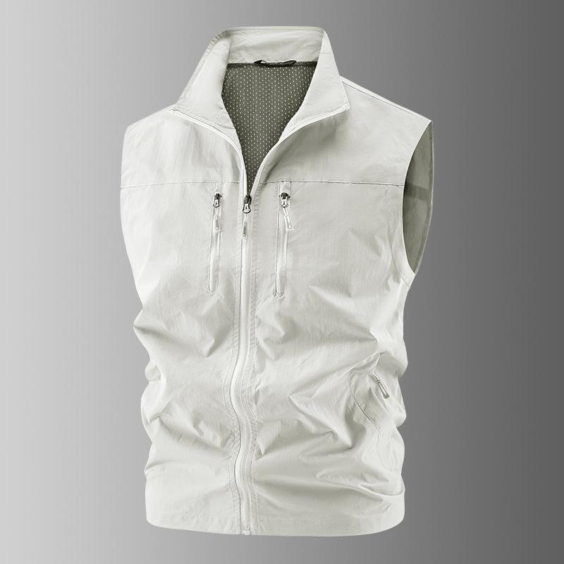 Casual Vest Men'S Loose Vest Outdoor Zipper MultiPocket Jacket Spring And Autumn Vest Large Size Sports