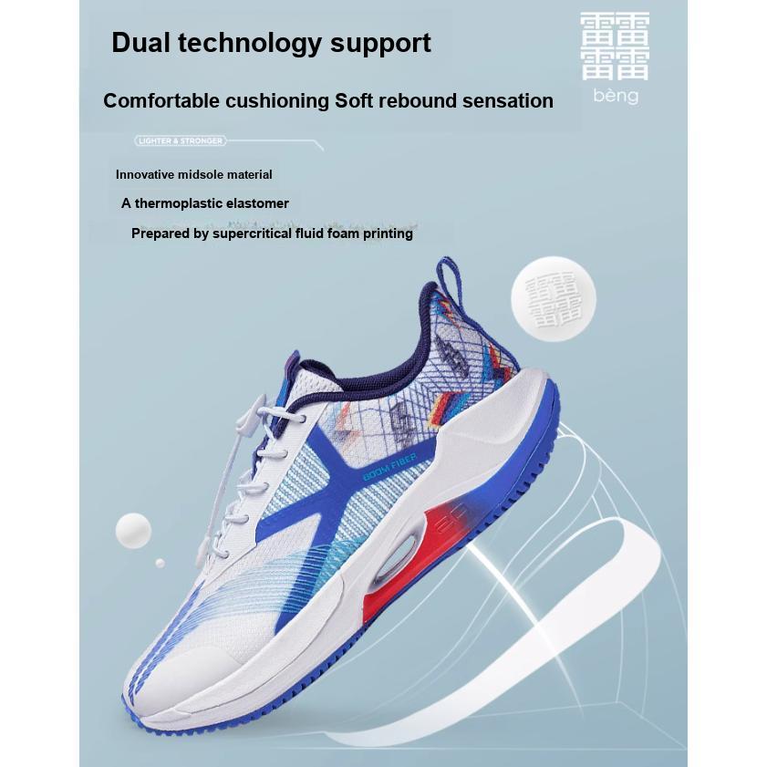 Li Ning Youth Childrens Rebound Shock Absorption Comfortable Running Shoes Kids Running Shoes Crystal-Blue YKFT046-9