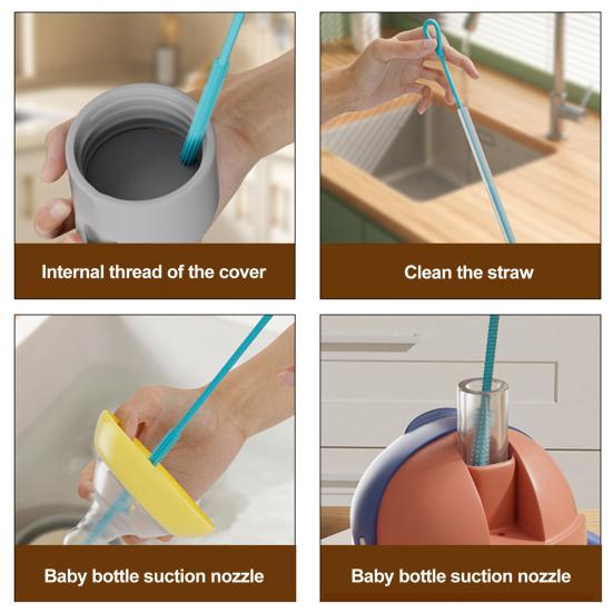 Набор из 2 силиконовых щеток-соломинок для глубокой очистки от пятен от пищевого чая с молоком