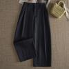 drape breathable nine-point straight-leg pants women's summer thin 1116 new high-waisted loose and versatile small wide-leg pants