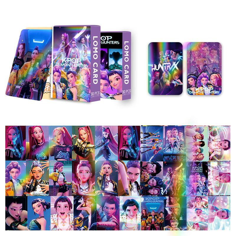 K-pop Карточки Охотники на демонов Наклейки Аниме Карточки Альбома Huntrix K-pop Брелоки Украшение на день рождения Подарок для фанатов Сувенир