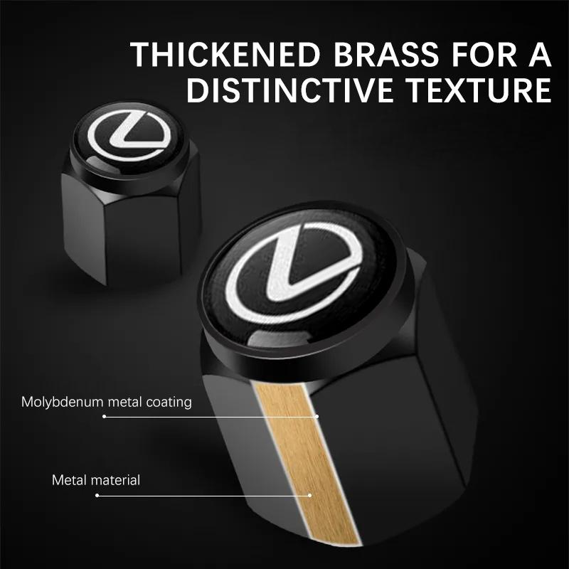 4Pcs 3D Metal Wheel Tire Valve Caps dust-proof Cover For Lexus ES GS GX IS LS LX 460 RC 300h RX270 350 450h RC Car Accessories