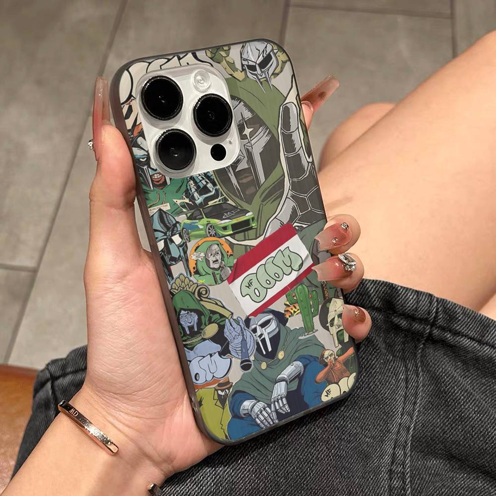 M-MF Rapper D-DOOM Phone Case For IPhone 17 16 15 14 13 12 11 Corrugated Frosted Soft Cover Anti-Slip