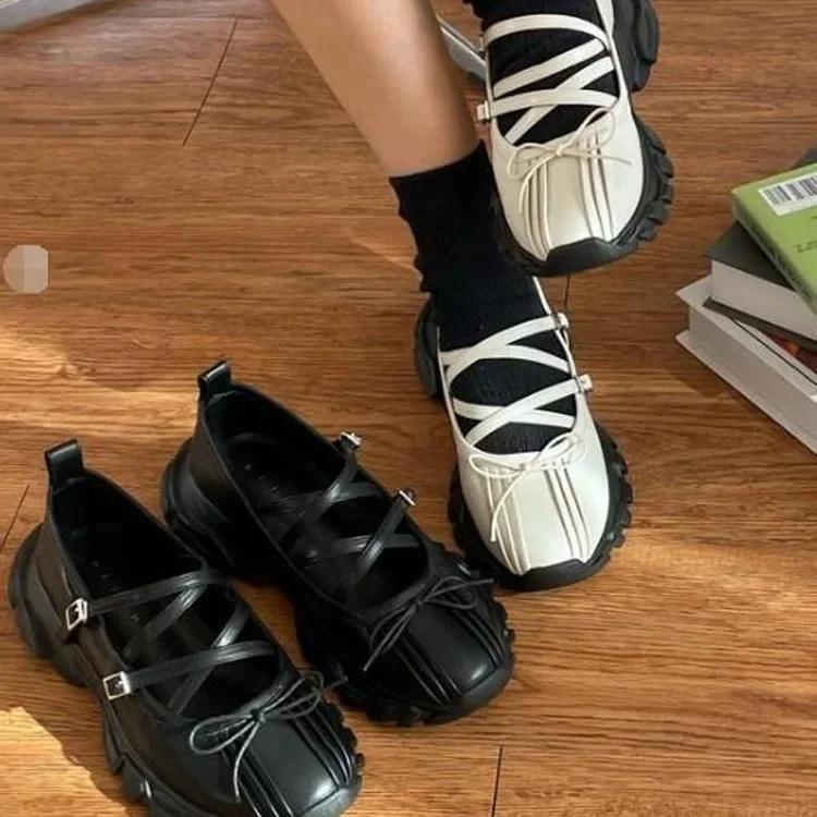 2024 Новые черные универсальные французские массивные каблуки Мэри Джейн женские ретро платформа женские туфли