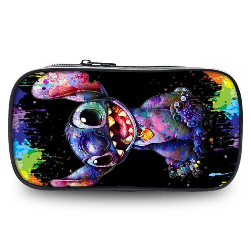 Charming Stitch Student Pencil Case Durable Polyester Cartoon Stationery Holder