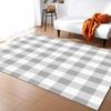 Gray Plaid Washable Area Rugs Gray Gradient Line Geometric Non Slip Rugs for Living Room Bedroom,Low Pile Floor Mat Large Indoor