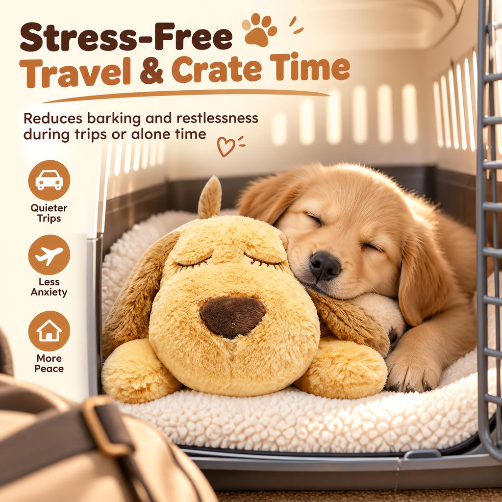 HonourHope Dog Heartbeat Anxiety Relief Toy, Soft Calming Pet Plush Toy for Puppies, Behavior Training Aid Toy, Puppy Pillow, for Puppies, Cats, Pets