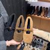 Внутреннее увеличение высоты мягкие туфли Мэри Джейн с мелким вырезом осень и зима мягкая подошва плюшевые ботинки-шапочки женские