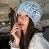 Fashion Vintage Artistic Beret Cap Hollowed-out Hand-Made Skullies Hat Breathable Sweet Knitted Hat Women