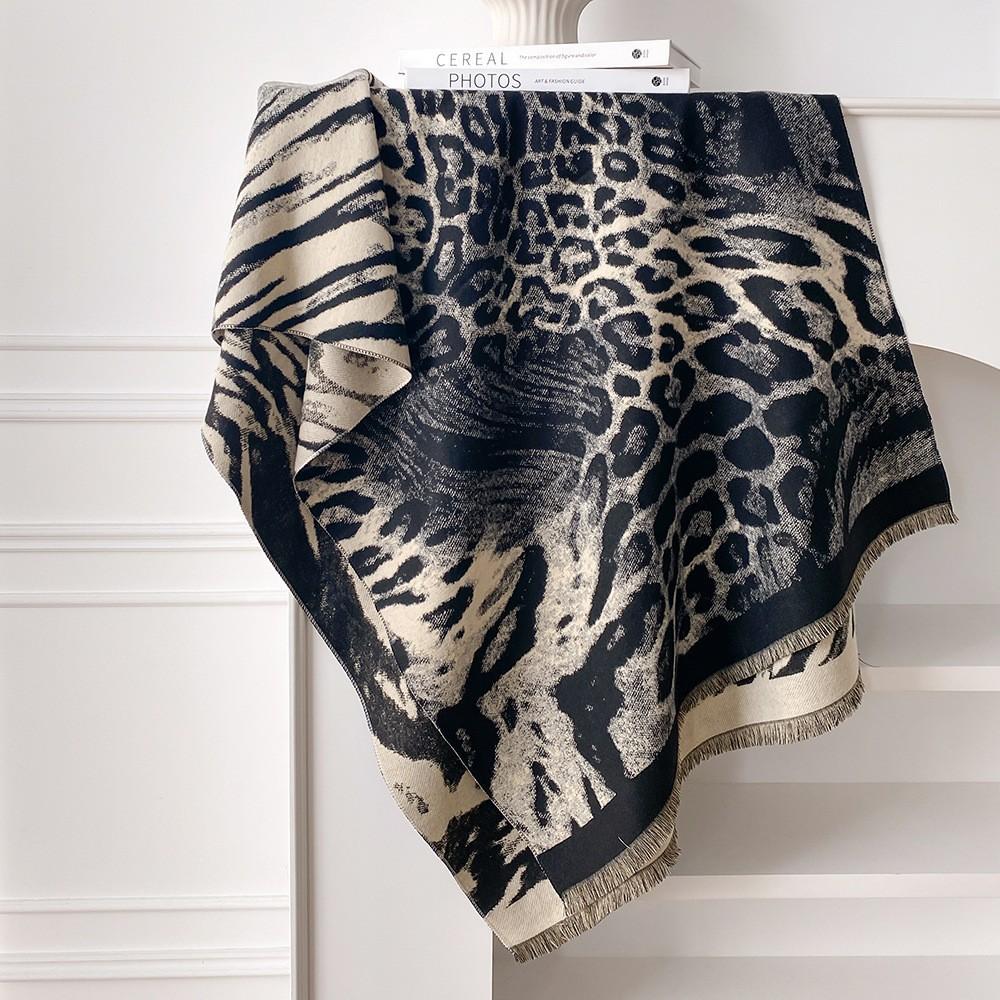 Осенне-зимний шарф-палантин с элегантным жаккардовым узором, утолщенный, теплый, двусторонний, из кашемира и искусственного меха, для женщин, оптом