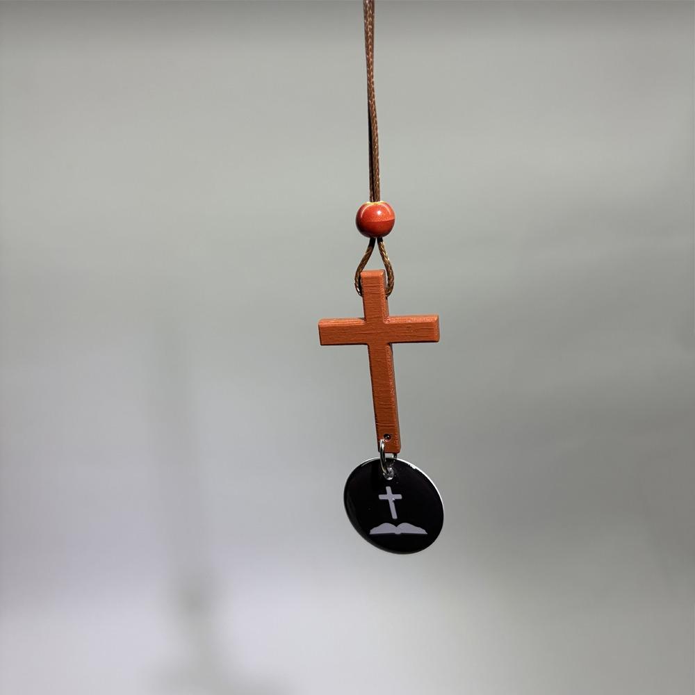 Handmade NFC Bible Cross Pendant Wooden Cross Car Mirror Hanging Jewelry Gift