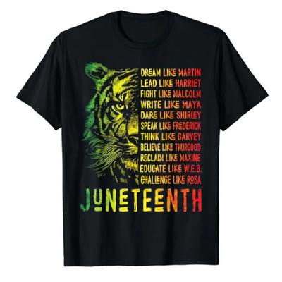 Рубашка на День освобождения рабов в США (Juneteenth) Мечтай как лидеры Черная история Унисекс Футболка Афроамериканский Меланин Черная гордость Одежда Оригинальная Футболка Подарок