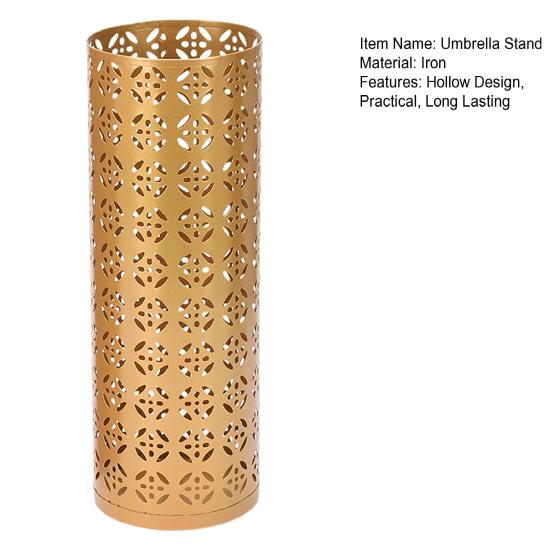 Umbrella Stand Rack Rustproof Corrosion Resistant Compact Design Metal Hollowed Freestanding Round Umbrella Holder Organizer Bin