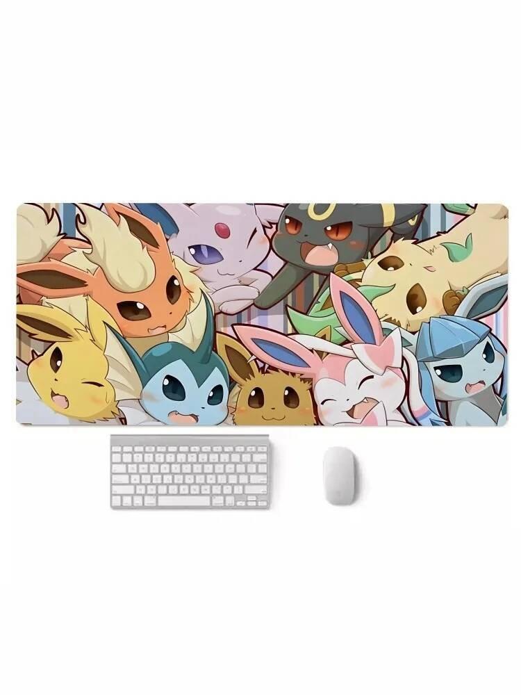 Kawaii Eeveelutions Desk Pad All Eevee Forms Anime Style Gaming Mouse Mat