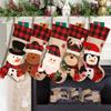 Christmas Stockings, Christmas Stocking Deer Santa Snowman Burlap Plaid Xmas Stocking Holiday Christmas Decoration For Family