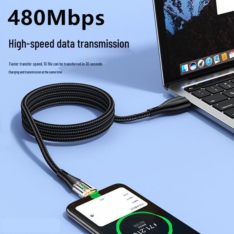120 Вт Super Fast Charging Type-C Кабель для Huawei Honor 6A - Прозрачный и Светящийся