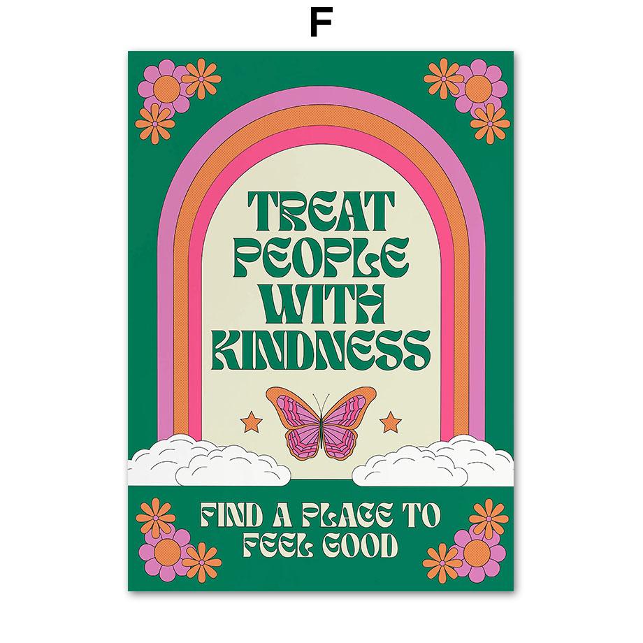 Sun Rainbow Butterfly Car Flower Bird Abstract Poster Print Wall Art Canvas Painting for Living Room Bedroom Modern Home Decor