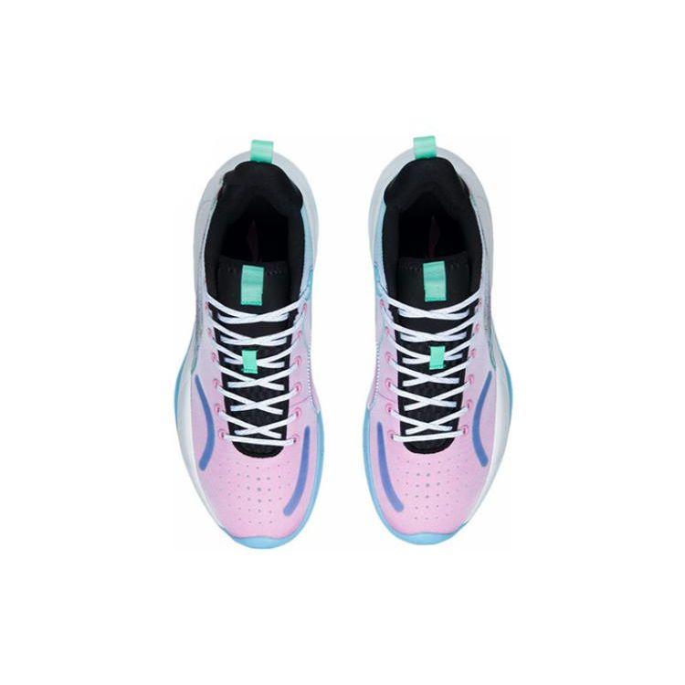 Li-Ning Баскетбольные кроссовки Magic Cloud Shock Absorbing Anti-Slip Rebound Mid-Top, мужские кроссовки розового и синего цвета ABPS005-3