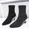 Fashion High Heels Bling Women Ankle Boots Pointed Toe Shoes Women 2024 Trend Winter Walking Shoes Pumps Sexy Dress Mujer Snow Botas