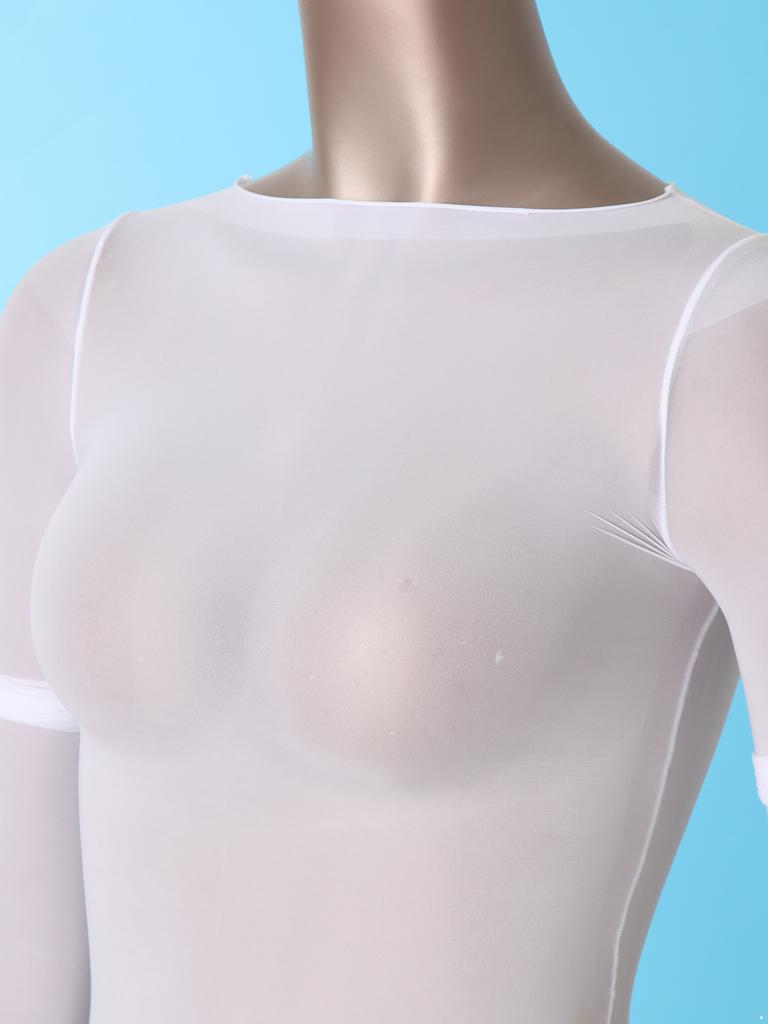 Женский глянцевый боди с длинным рукавом и круглым вырезом, купальник для танцевальных выступлений