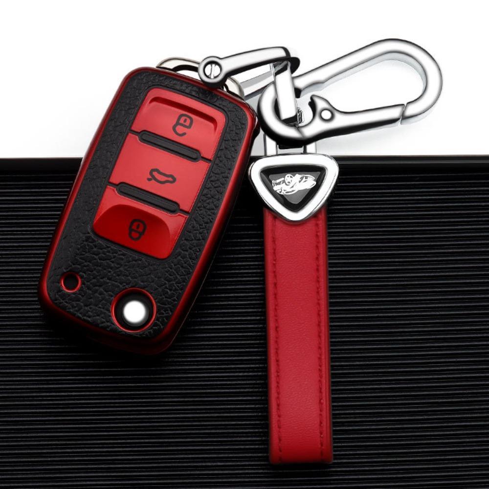 VW Car Key Cover for Polo Golf Jetta Passat Tiguan Santana Leather Key Case Protector