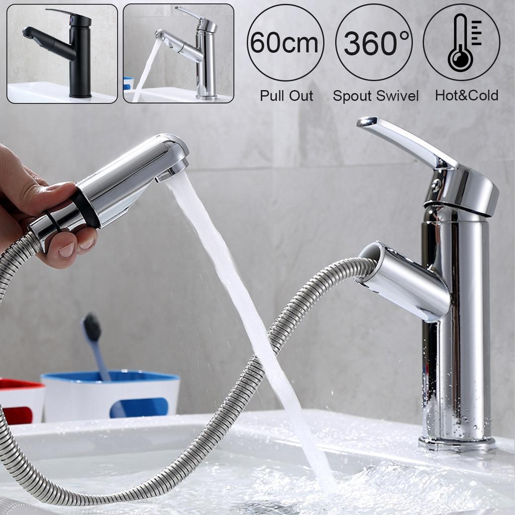 Кухонный смеситель с выдвижным изливом 360° для раковины, смеситель для ванной и кухни, однорычажный, для горячей и холодной воды, кран, смесители для монтажа на столешницу, новые