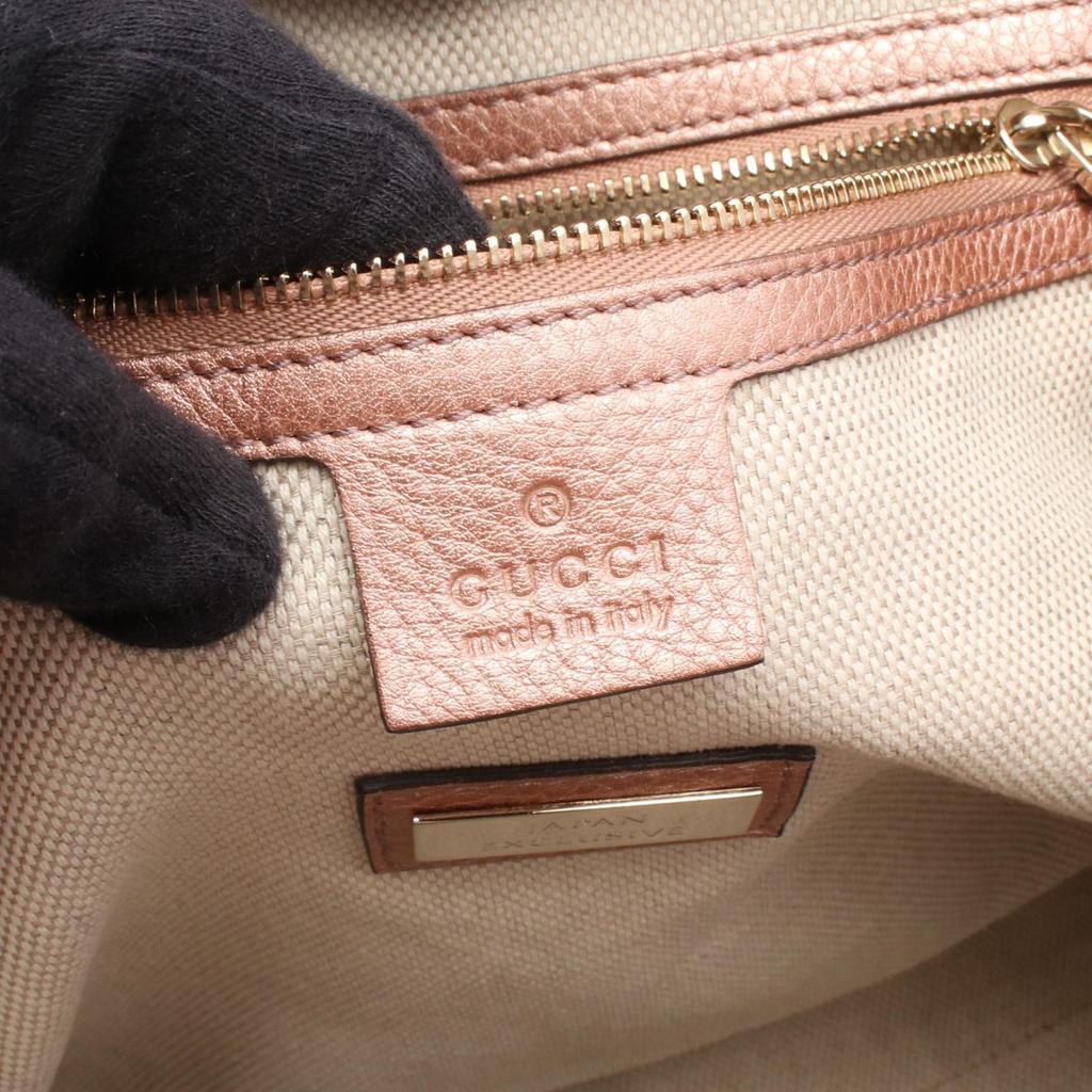 Used GUCCI Soho Cellarius Interlocking G Metallic Tote Bag 282309 leather Pink Used Women