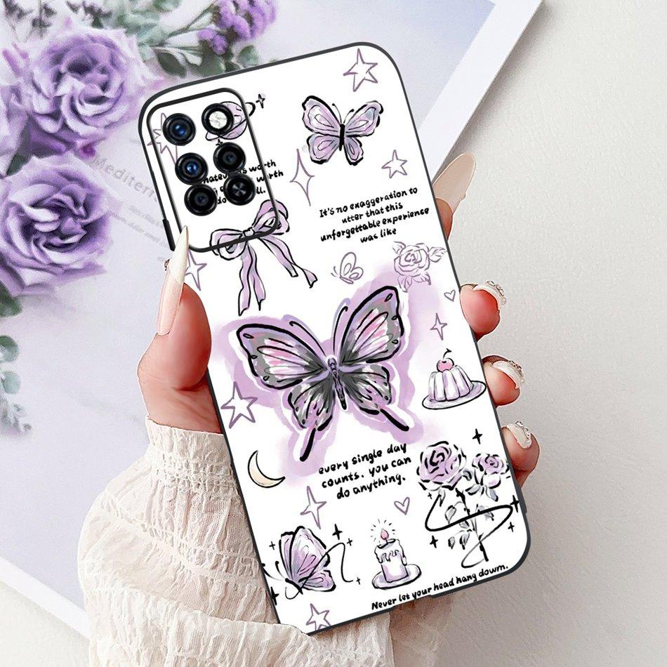For Infinix Note 10 Pro Note10 Elegant Butterfly Cat Printed Phone Case For Infinix Note 10 10Pro NFC Black Silicone Soft Cases