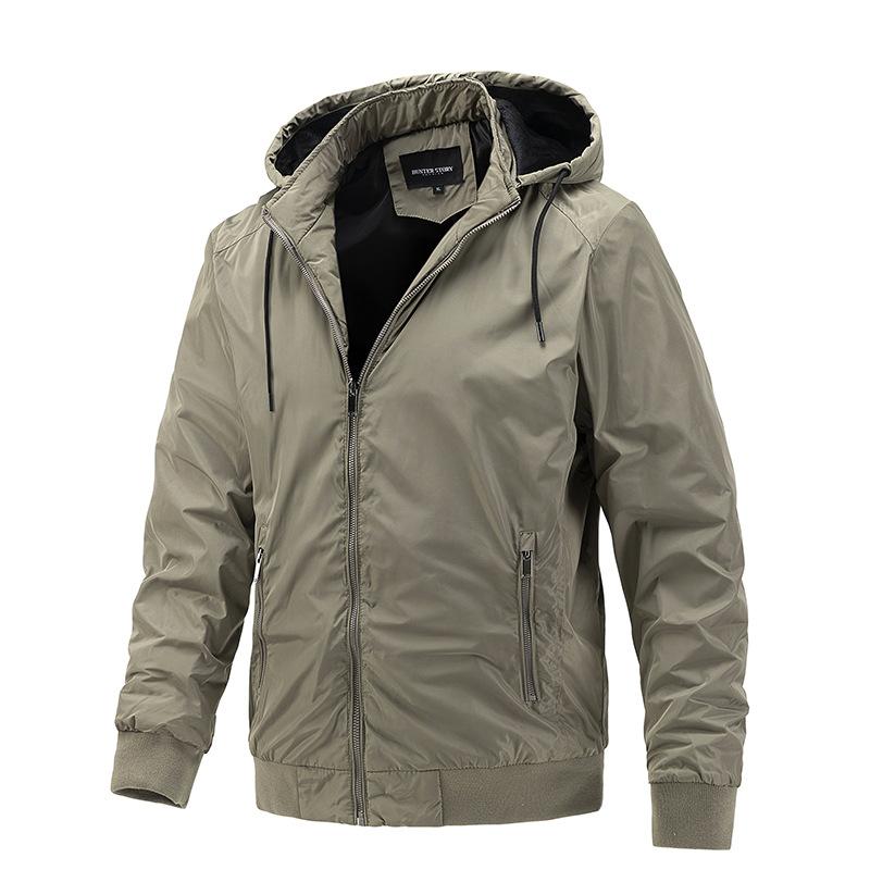 Men's Spring and Autumn Removable Hooded Jacket Casual Sports Thin Cotton Coat Business Trend Men's Wear