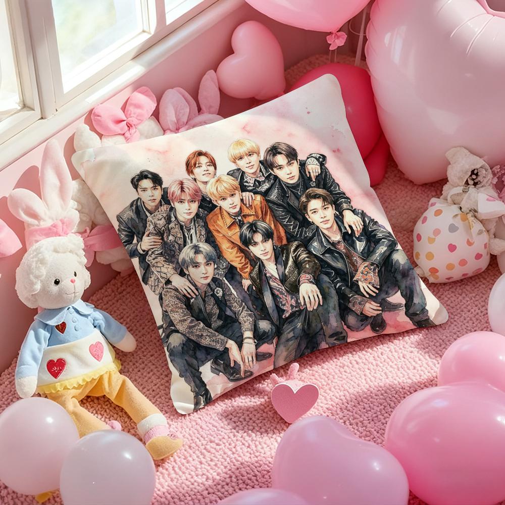 Kpop NNNNCT Cushion Cover Pattern Printed Pillowcase for Living Room Sofa Cushion Cover Bedroom Decor