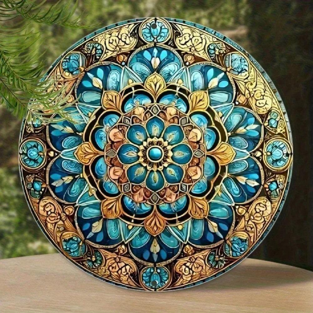 1 шт. 3D Мандала Цветок Металлическое Настенное Искусство Декор Золотой Зеленый Черный