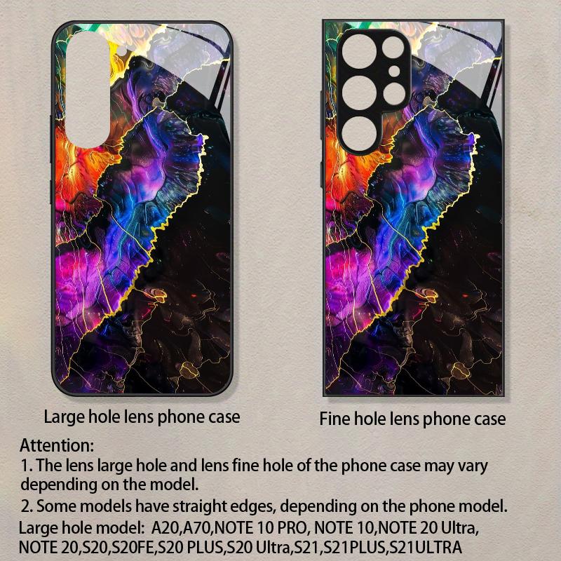 2D чехол для телефона Samsung S26 S25 S24 S23 S22 S21 S20 A55 A54 с золотой окантовкой и жидким узором, защитная крышка из закаленного стекла