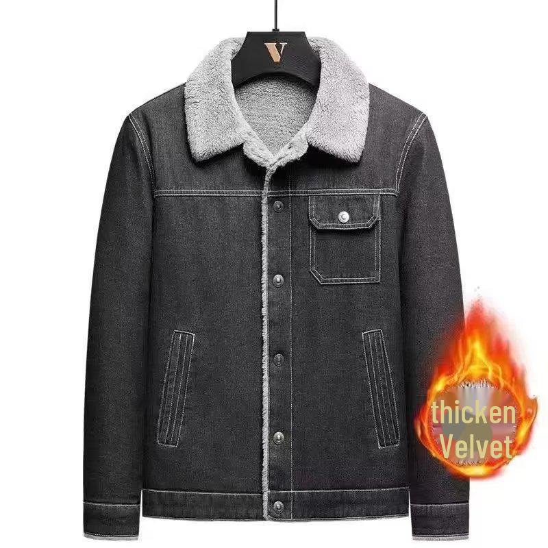 Мужская зимняя куртка пилота с бархатной подкладкой - толстое рабочее пальто из овчины, большой размер