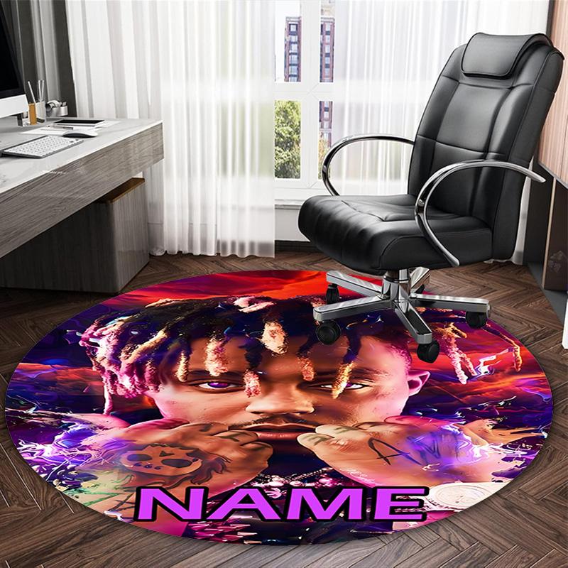 Customizable Rapper1 Round Non-Slip Carpet - Ideal for Garden, Picnic, Office, Perfect for Decoration, Suitable For All Seasons