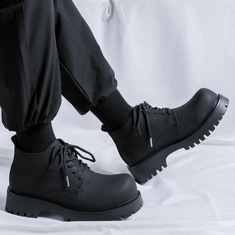 Туфли Дерби с большой головкой, мужские, на платформе, повседневные, для поездок на работу, с круглой головкой, 2024, новые, для пар, с увеличенной платформой, 18922-R