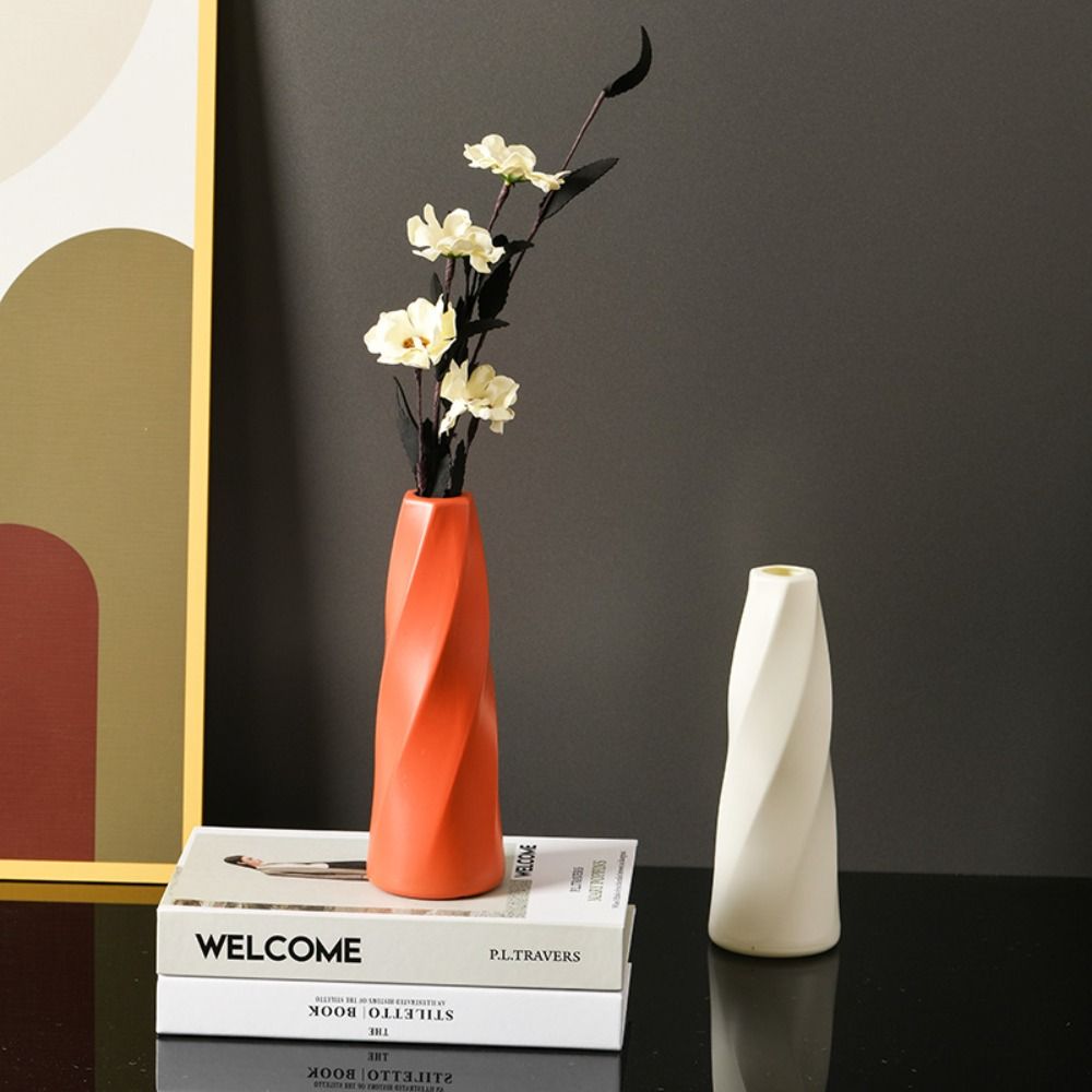 Modern Plastic Flower Vase Anti-fall Vase Container Pot Nordic Desktop Vase Ornaments Office