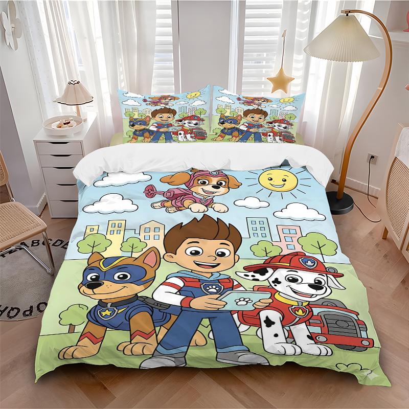 3Pcs Paw Patrol Adventure Day Bedding Set Quilt Cover Pillowcase Home Christmas Halloween Gift 1 Duvet Cover 2 Pillowcase S1372