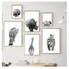 Canvas Painting Black and White Wall Art Elephant Giraffe Rhino Poster Nordic Style Wall Decor Animal Butt Prints Safari Animals