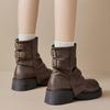 Мода 2025 Платформа Женские Полусапоги Модные Универсальные Нескользящие Короткие Ботинки Осень Зима Повседневные Удобные Женские Сапоги