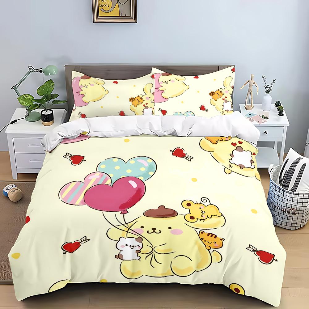 Cartoon Pom Pom Pudding Duvet Cover Queen King Size Bedding Set Adult Boys Girls Bedroom Decoration Children Gift Double 3 Pcs