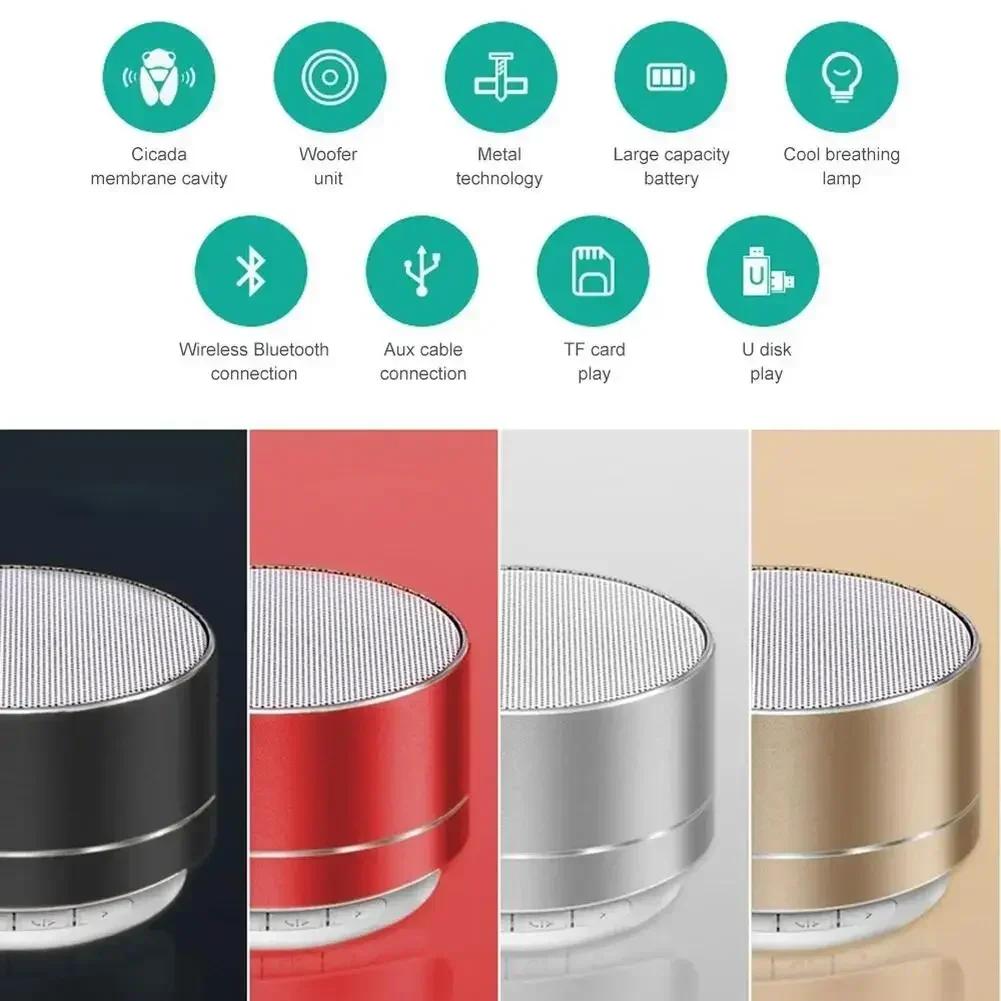 Мини-Bluetooth-колонка A10 с металлическим корпусом, портативная беспроводная компактная колонка с насыщенным звуком для путешествий, подарок