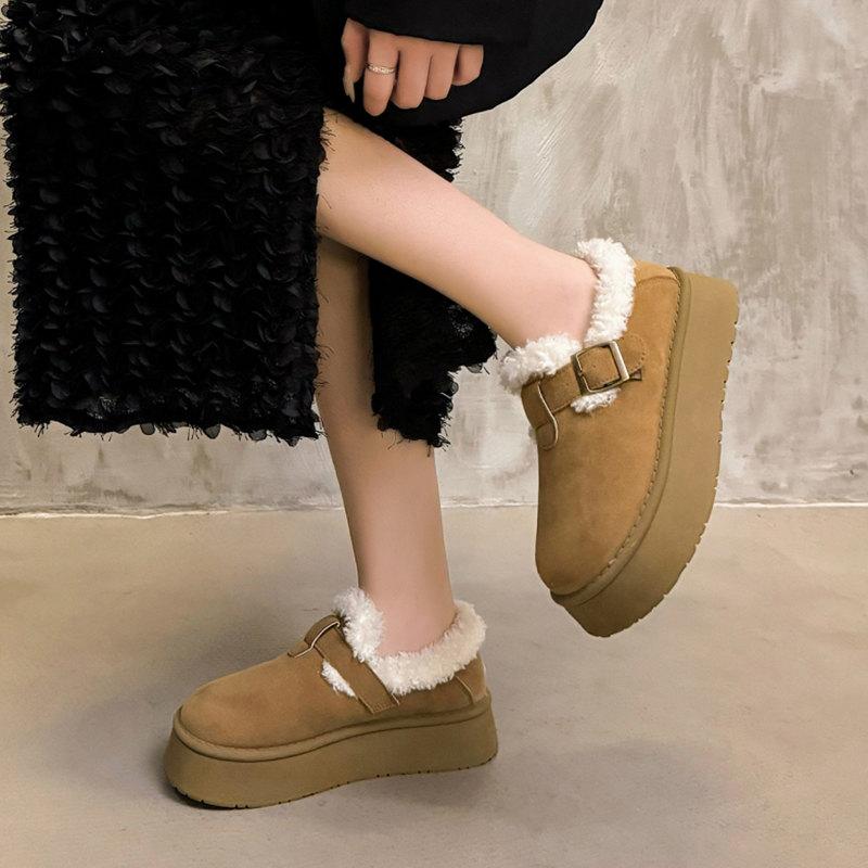Мода 2024 года, новые зимние женские сапоги Boken Shoes, модные ретро-туфли на плюшевой основе, женские повседневные универсальные теплые хлопковые сапоги на платформе