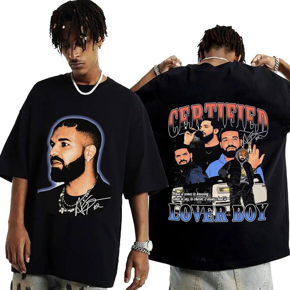 Рэпер Дрейк, новая футболка большого размера, сертифицированная футболка для мальчиков с принтом альбома Lover Boy, унисекс, повседневные забавные футболки в стиле хип-хоп, уличная одежда унисекс
