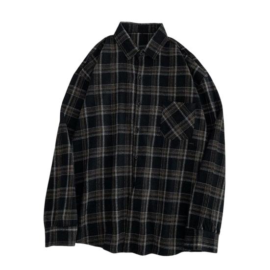 Женская рубашка с лацканами, длинным рукавом, клетчатым принтом, рубашка с карманами, однобортная рубашка свободного кроя, повседневная одежда