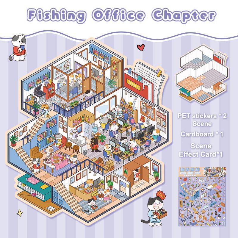 1 комплект мультяшных 3D-наклеек «сделай сам», карманные наклейки для сцен в каюте, наклейки для наклеивания, большие миниатюрные наклейки для сцен, подарки на день рождения