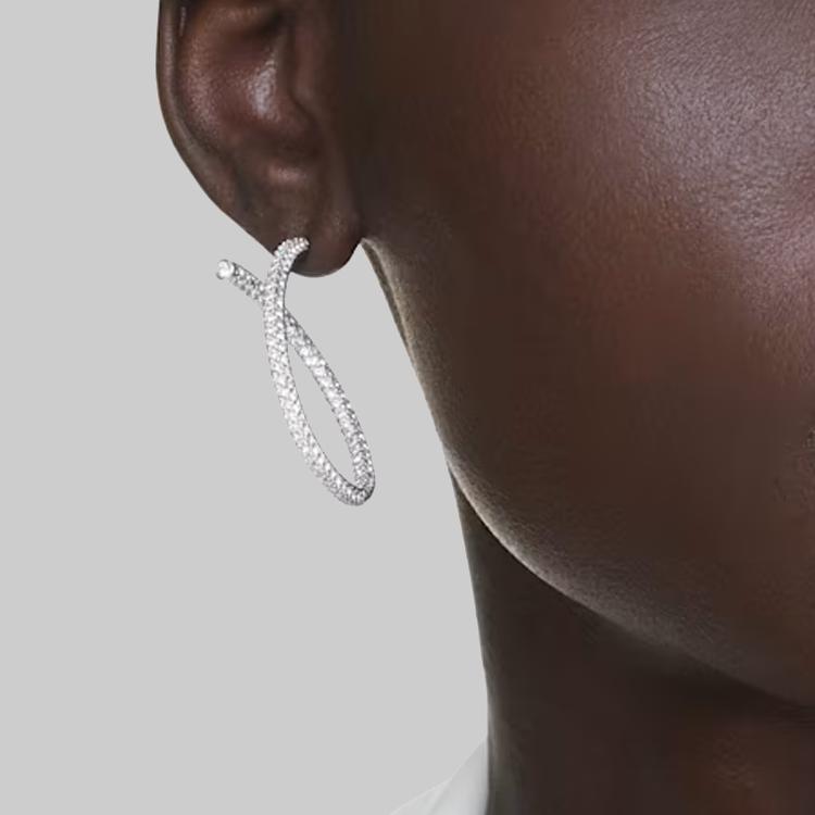 Swarovski Dextera Geometric Shaped Crystal-Like Rhodium Plated Earrings Women earrings Silver 5695939
