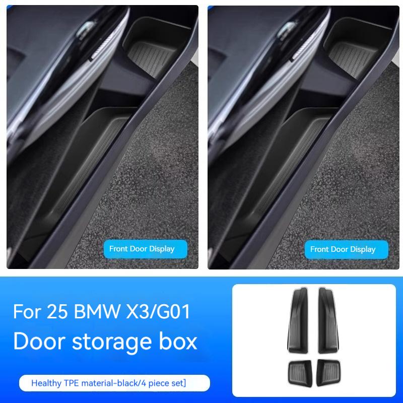Для BMW X3 G01 2025 4 шт. Автомобильный ящик для хранения сбоку передней двери TPE Органайзер-лоток для передней двери Автоаксессуары для интерьера