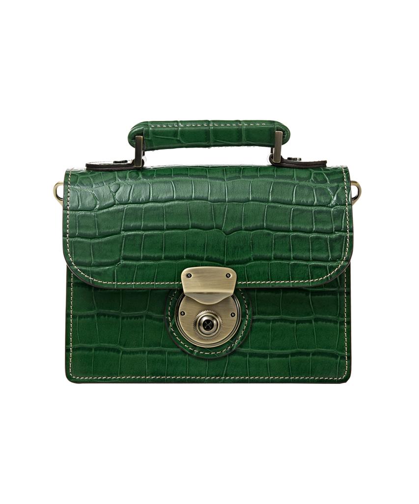 Brogue And Morrow Croco Nemo Bag (Olive)