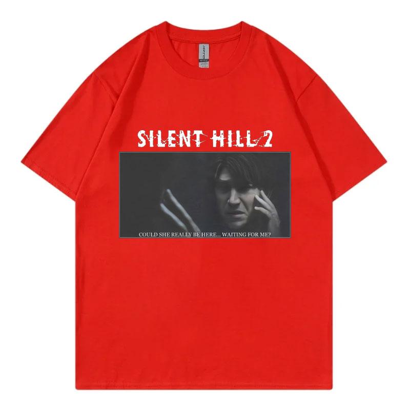 Хоррор Игра Silent Hill 2 Принт Футболка Мужская Женская Мода Винтажная Футболка с Коротким Рукавом Летняя 100% Хлопок Оверсайз Футболки