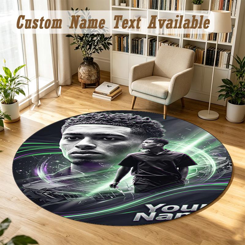 Round Rug Custom NameJude Bellingham Pattern Non Slip Carpet Home Floor Decor